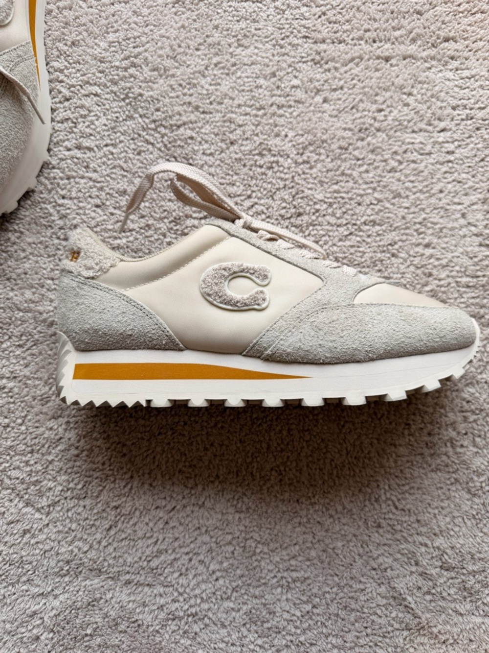 Coach Runner Hairy Suede Sneakers in Steam and Chalk